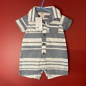 ⭐4 FOR $20⭐ Carter's Baby Grey Striped Romper - Size 3M - NWT